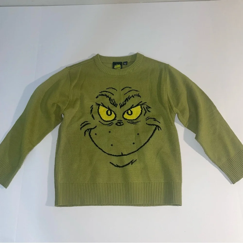 Dr Seuss Grinch Sweater Kids Holiday‎ Green Sweater Size X Small XS 4 5